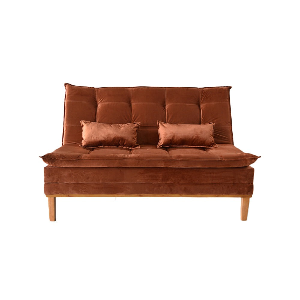 Sofá Cama Moderno 3 Lugares Reclinável em Suede com Pés de Madeira - LH Móveis