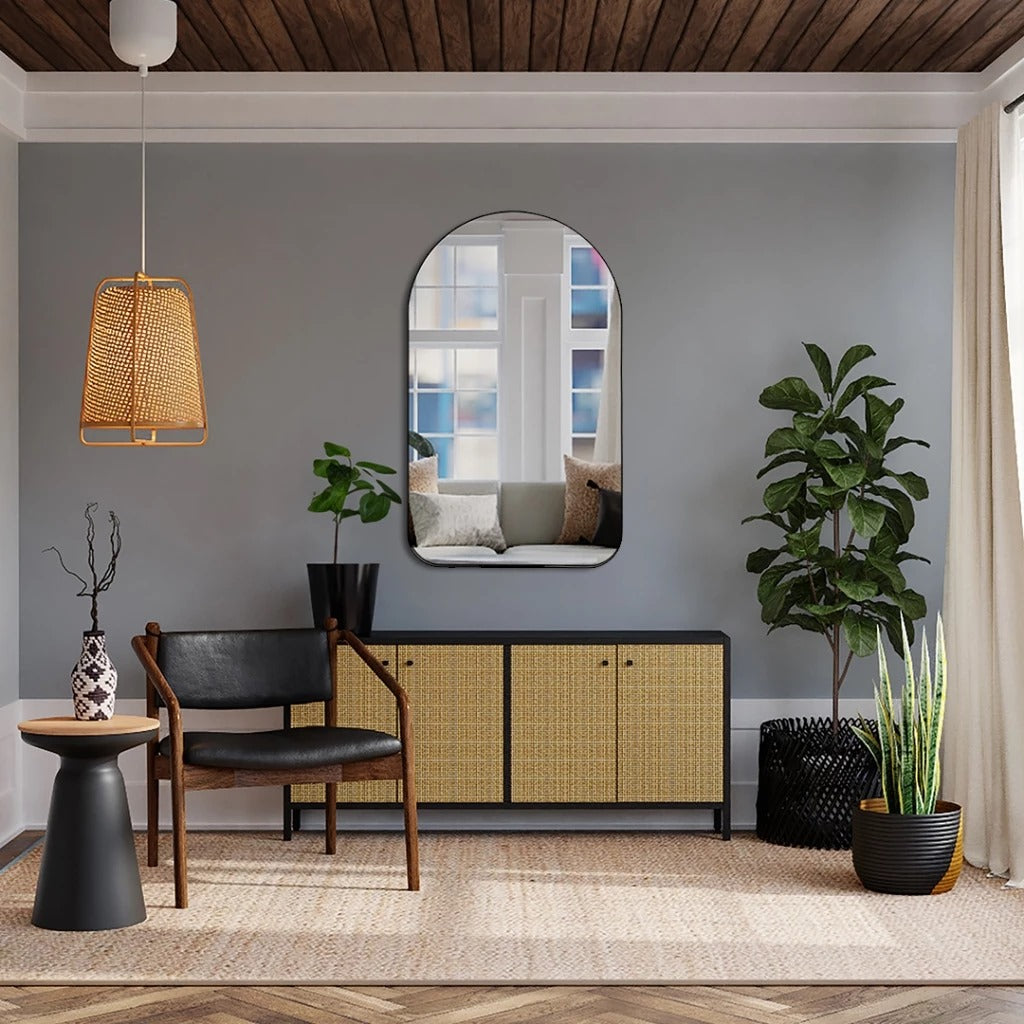 Espelho Modelo Capela 44x64cm Com Moldura em Couro Decoração Estilo Pinterest