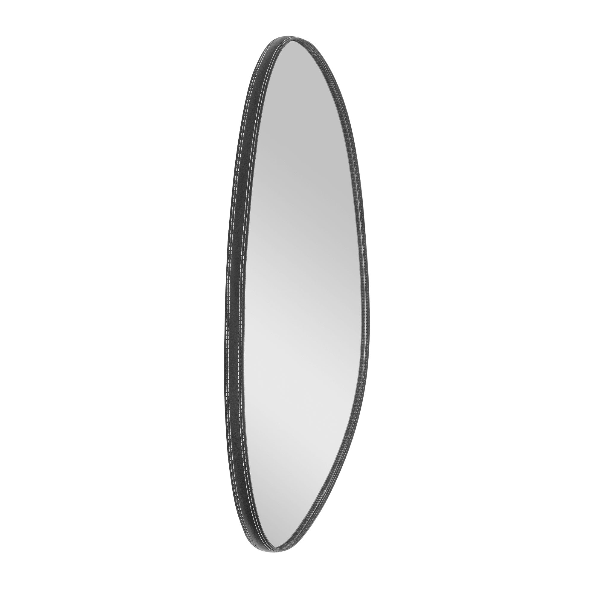 Espelho Nuvem Decorativo Design Orgânico 44x64cm Moldura em Couro Legítimo Para Hall Sala Quarto